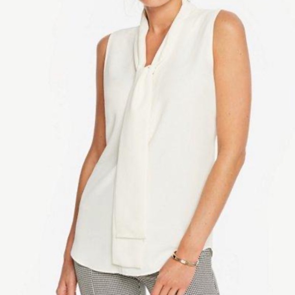 Ann Taylor Tops - NEW Ann Taylor Bow Neck Shell in Winter White, XS